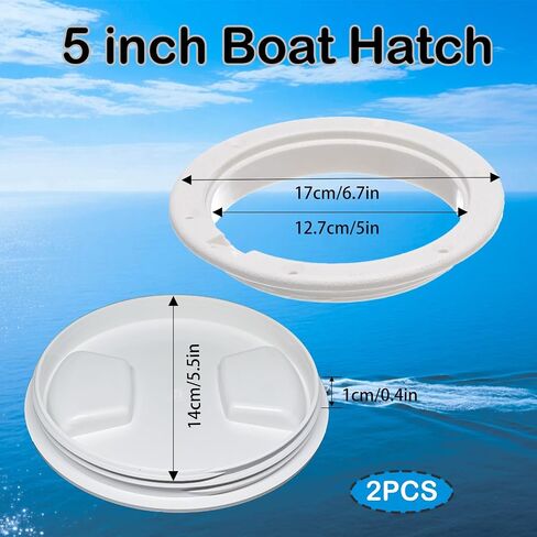 Boat Hatch Cover 5 inch, Non Slip Inspection Hatch White Round Deck Plate for Boats, Detachable Boat Deck Plate for Marine Boat Ships Yacht Truck RV, Attached Screws (White, 5 inch) in Saudi Arabia
