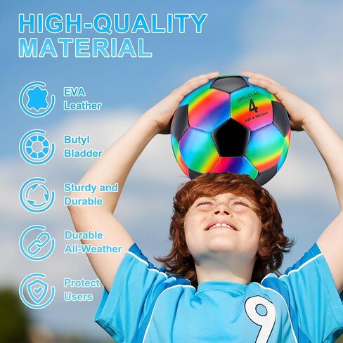 Retisee 2 PCS Rainbow Soccer Ball مع المضخة الرسمية الحجم الداخلي في الهواء الطلق ناعمة كرة القدم القابلة للنفخ للطفل للطفل في سن المراهقة للبالغين لممارسة لعبة in Kuwait