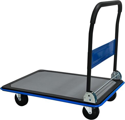 Moving Platform Hand Truck 330lbs.Foldable Push Cart Dolly with 360 Degree Swivel Wheels.Space Saving Dolly Cart for Easy Storage.Collapsible Rolling Tool Cart.Luggage Cart (Blue, 330LB) in Kuwait