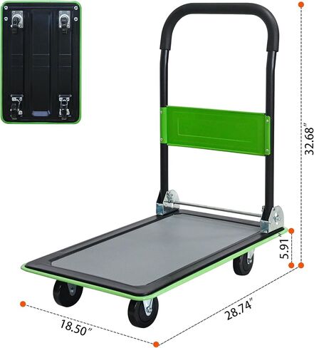 Moving Platform Hand Truck 330lbs.Foldable Push Cart Dolly with 360 Degree Swivel Wheels.Space Saving Dolly Cart for Easy Storage.Collapsible Rolling Tool Cart.Luggage Cart (Blue, 330LB) in Saudi Arabia