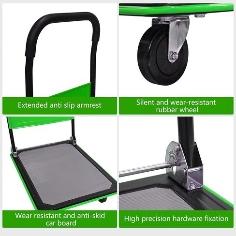 Moving Platform Hand Truck 330lbs.Foldable Push Cart Dolly with 360 Degree Swivel Wheels.Space Saving Dolly Cart for Easy Storage.Collapsible Rolling Tool Cart.Luggage Cart (Blue, 330LB) in Saudi Arabia