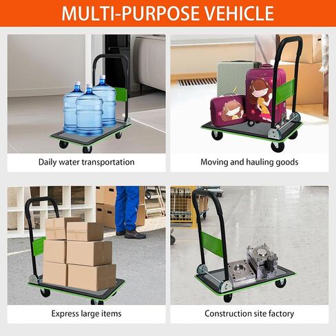 Moving Platform Hand Truck 330lbs.Foldable Push Cart Dolly with 360 Degree Swivel Wheels.Space Saving Dolly Cart for Easy Storage.Collapsible Rolling Tool Cart.Luggage Cart (Blue, 330LB) in Saudi Arabia