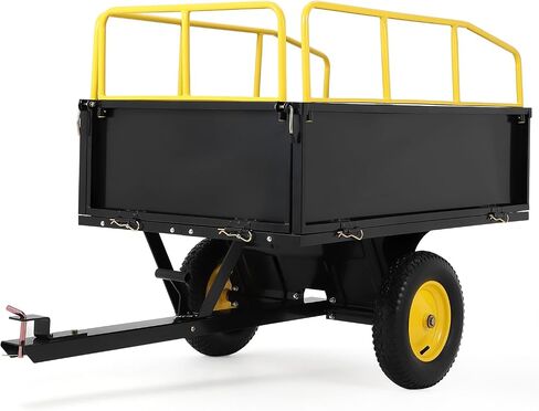 GarveeLife Lawn Mower Trailer ATV Dump Cart Tow Behind, 1600 Lb Utility Garden Cart, 22 Cu.Ft, Heavy Duty Steel Garden Utility Trailer with Removable Sides for Atvs, Utvs Lawn Garden Tractors in Saudi Arabia
