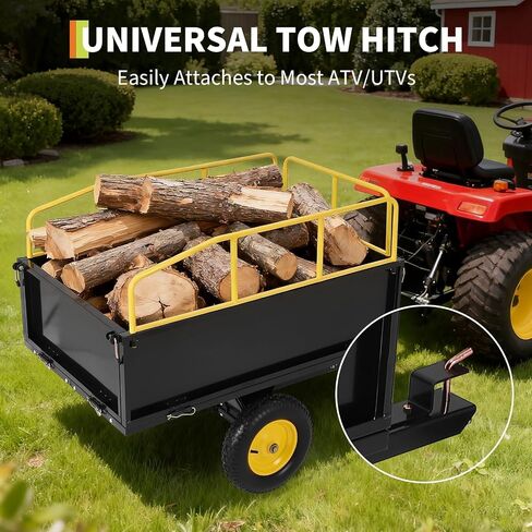 GarveeLife Lawn Mower Trailer ATV Dump Cart Tow Behind, 1600 Lb Utility Garden Cart, 22 Cu.Ft, Heavy Duty Steel Garden Utility Trailer with Removable Sides for Atvs, Utvs Lawn Garden Tractors in Saudi Arabia