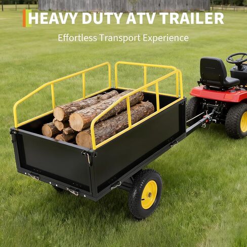GarveeLife Lawn Mower Trailer ATV Dump Cart Tow Behind, 1600 Lb Utility Garden Cart, 22 Cu.Ft, Heavy Duty Steel Garden Utility Trailer with Removable Sides for Atvs, Utvs Lawn Garden Tractors in Saudi Arabia