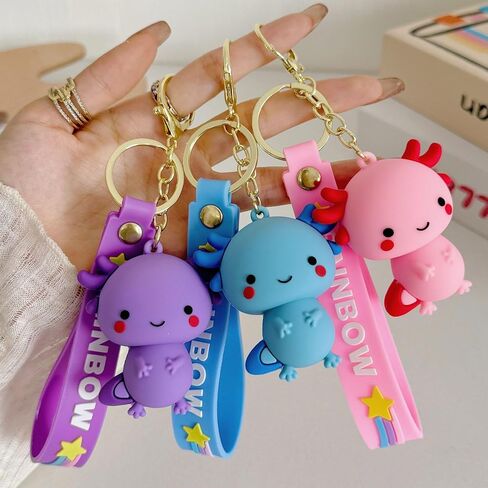 سلسلة مفاتيح AXOLOTL لطيف PVC Kawaii مفاتيح للنساء حقائب الظهر المحفظة المحافظ in Kuwait