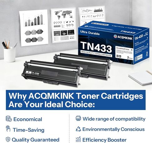 TN433BK TN433 High Livel Black Toner Cartridge Presentive for Brother TN-433 TN-433BK MFC-L8900CDW HL-L8360CDW HL-L8260CDW Printer ، TN4332PK in Saudi Arabia