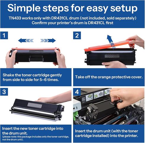 TN433BK TN433 High Livel Black Toner Cartridge Presentive for Brother TN-433 TN-433BK MFC-L8900CDW HL-L8360CDW HL-L8260CDW Printer ، TN4332PK in Saudi Arabia