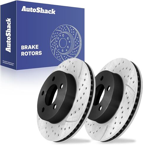 Autoshack Front Front Pridged Slotted Brake Rotors Silver Silver Pill of 2 Driver and Passenger Side Presentive لعام 2002 2003 2004 2005 2006 2007 Jeep Liberty 2.4L 2.8L 3.7L V6 4WD RWD PR63003DSZPR in Kuwait