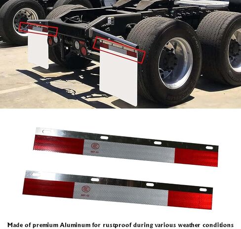 Pair 24"x3" Angled Reflector Strips Mud Flap Hanger for Semi Truck Trailer Conspicuity Safety Caution Mudflap Hanger Reflector Top Plates with Reflective Tape in Kuwait