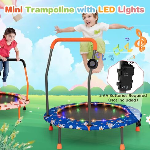 Gymax Toddler Trampoline ، 36 "الترامبولين للأطفال مع الأضواء N موسيقى ، متحدث أسنان زرقاء قابلة للإزالة ، مقبض السلامة ، سهلة التجميع المصغرة في الهواء الطلق ، حصيرة قفز للأطفال (المهر) in Saudi Arabia