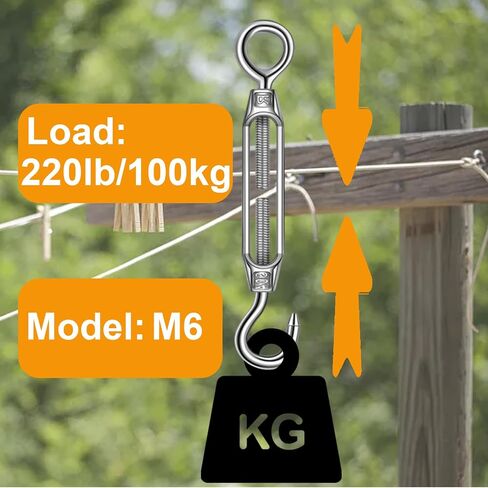 10 Pack M5 Turnbuckle Hook and Eye 304 Stainless Steel Heavy Duty Tensioners for Wire Ropes Cables Sun Adjustable Shade Sails Railings Tents Hardware Hanging DIY String Lights in Saudi Arabia