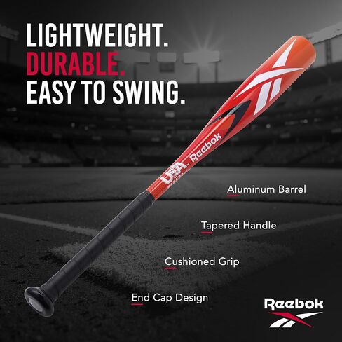 Reebok - T Ball Bat, 25-Inch Aluminum Bat for Kids & Youth, Baseball Bat for Practice, Training, and Beginners (Orange) in Saudi Arabia