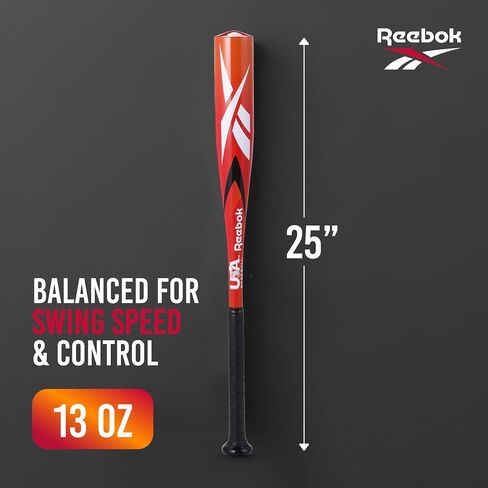 Reebok - T Ball Bat, 25-Inch Aluminum Bat for Kids & Youth, Baseball Bat for Practice, Training, and Beginners (Orange) in Saudi Arabia