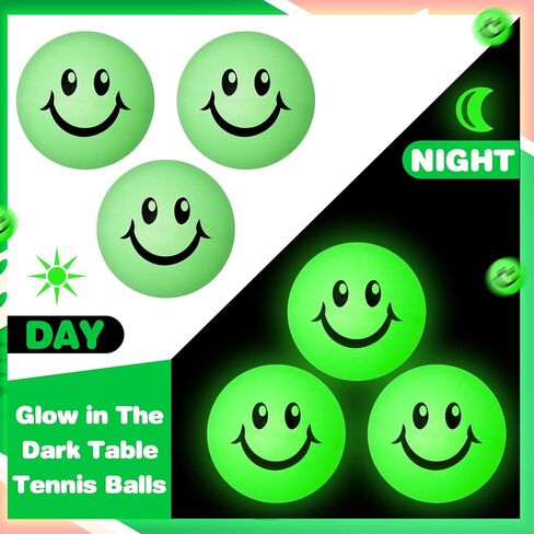 Soulchen 36 قطعة تتوهج في الظلام كرات تنس الطاولة 40 مم كرة تنس طاولة مضيئة كرة نيون خضراء مضيئة للتمرين في الهواء الطلق وديكور الحفلات الليلية والأنشطة الرياضية والحفلات المفضلة كحقيبة هدايا in Kuwait