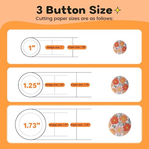 1+1.25+2.25 بوصة آلة صانع الأزرار بأحجام متعددة - طقم صنع الدبوس للأطفال ، آلة زر صانع زر DIY مع 300 مجموعة من أجزاء الأزرار (غطاء معدني ، ظهور دبوس بلاستيكي ، فيلم بلاستيكي) in Kuwait
