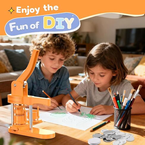 1+1.25+2.25 بوصة آلة صانع الأزرار بأحجام متعددة - طقم صنع الدبوس للأطفال ، آلة زر صانع زر DIY مع 300 مجموعة من أجزاء الأزرار (غطاء معدني ، ظهور دبوس بلاستيكي ، فيلم بلاستيكي) in Kuwait