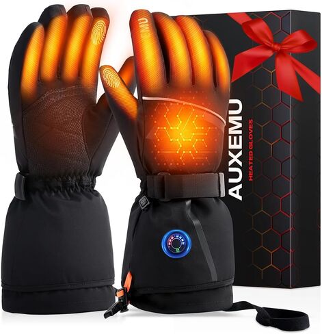 Heated Gloves for Men Women, Auxemu 7.4V Electric Rechargeable Heated Gloves with Touchscreen/Waterproof, for Winter Outdoor Work Motorcycle Skiing Hiking Camping Snowboarding in Saudi Arabia