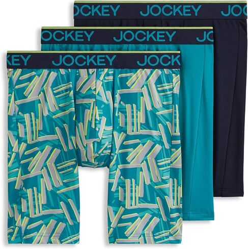 يوكي الرجال الداخلي للرجال chafe chafe pouch microfiber 8.5 "Long Leg Boxer Brief - 3 pack ، bright qua/iron gray/blue out ، xl in Saudi Arabia