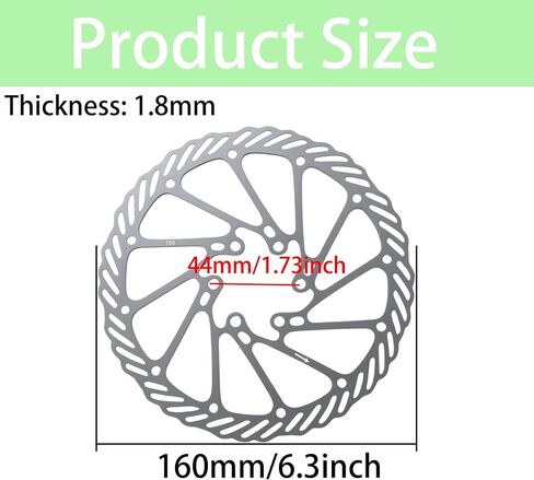 قرص فرامل قرصي من الفولاذ المقاوم للصدأ 160 مم مع 6 مسامير، مجموعة فرامل الدراجة لدراجة الطرق الجبلية MTB BMX، مسافة الفتحة المقابلة 44 مم in Kuwait