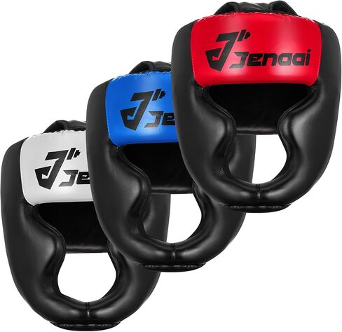 Jenaai 3 قطع أغطية رأس للملاكمة قابلة للتعديل مبطنة لحماية الرأس MMA تدريب الملاكمة كيك بوكسينغ الملاكمة التايلاندية فنون الدفاع عن النفس الكاراتيه التايكوندو خوذة هدية لعيد الميلاد البالغين الرجال النساء in Saudi Arabia