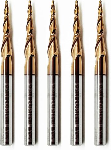 5Pcs Tapered Ball Nose End Mill Set, 1/8" Shank, 0.75mm Radius (1.5mm Diameter) Tips, Premium CNC Router Bits for Precision 3D Woodworking and Detail Carving in Saudi Arabia