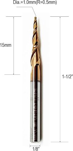5Pcs Tapered Ball Nose End Mill Set, 1/8" Shank, 0.75mm Radius (1.5mm Diameter) Tips, Premium CNC Router Bits for Precision 3D Woodworking and Detail Carving in Saudi Arabia