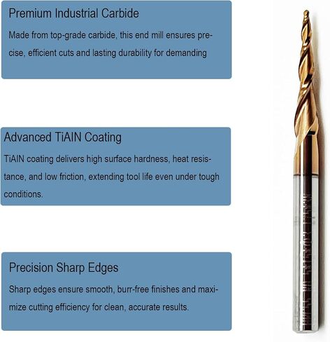 5Pcs Tapered Ball Nose End Mill Set, 1/8" Shank, 0.75mm Radius (1.5mm Diameter) Tips, Premium CNC Router Bits for Precision 3D Woodworking and Detail Carving in Saudi Arabia