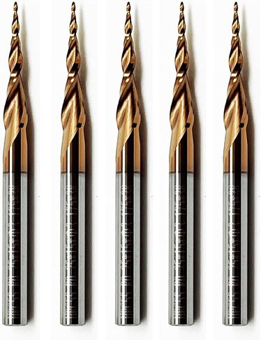 5pcs مجموعة مطحنة نهاية أنف أنف مدببة ، 1/8 "شانك ، نصف قطرها 0.75 ملم (قطرها 1.5 مم) نصائح ، أجهزة التوجيه المميزة CNC لدقة 3D خشبية ونحت التفاصيل in Kuwait