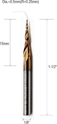 5pcs مجموعة مطحنة نهاية أنف أنف مدببة ، 1/8 "شانك ، نصف قطرها 0.75 ملم (قطرها 1.5 مم) نصائح ، أجهزة التوجيه المميزة CNC لدقة 3D خشبية ونحت التفاصيل in Kuwait