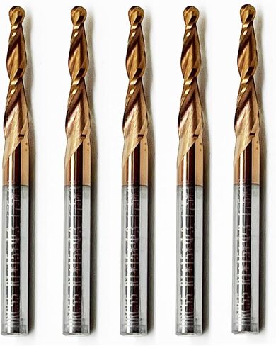 5pcs مجموعة مطحنة نهاية أنف أنف مدببة ، 1/8 "شانك ، نصف قطرها 0.75 ملم (قطرها 1.5 مم) نصائح ، أجهزة التوجيه المميزة CNC لدقة 3D خشبية ونحت التفاصيل in Kuwait