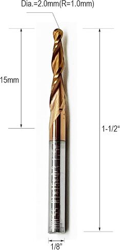 5pcs مجموعة مطحنة نهاية أنف أنف مدببة ، 1/8 "شانك ، نصف قطرها 0.75 ملم (قطرها 1.5 مم) نصائح ، أجهزة التوجيه المميزة CNC لدقة 3D خشبية ونحت التفاصيل in Kuwait