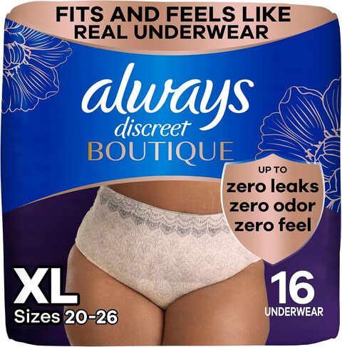 Always Discreet Boutique Incontinence Underwear, Maximum Absorbency, XL (36 Ct) in Saudi Arabia