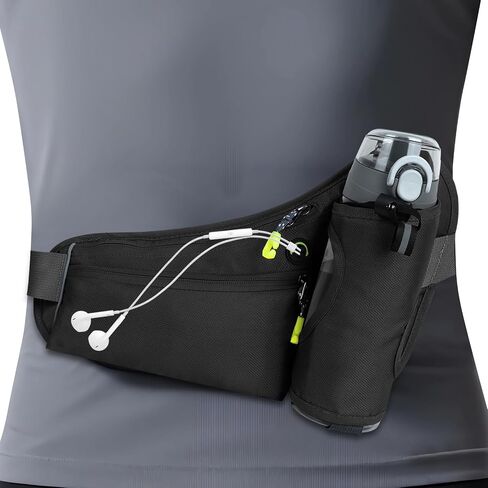 running water bottle belt， With water bottle holder,Hiking Fanny Pack for Phone and Wallet,Adjustable Sports Waist Pack,Running Bag,Suitable for marathon, running, cycling, walking gear (black) in Saudi Arabia