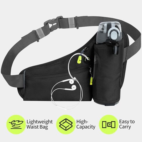 running water bottle belt， With water bottle holder,Hiking Fanny Pack for Phone and Wallet,Adjustable Sports Waist Pack,Running Bag,Suitable for marathon, running, cycling, walking gear (black) in Saudi Arabia