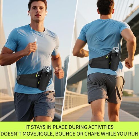 running water bottle belt， With water bottle holder,Hiking Fanny Pack for Phone and Wallet,Adjustable Sports Waist Pack,Running Bag,Suitable for marathon, running, cycling, walking gear (black) in Saudi Arabia