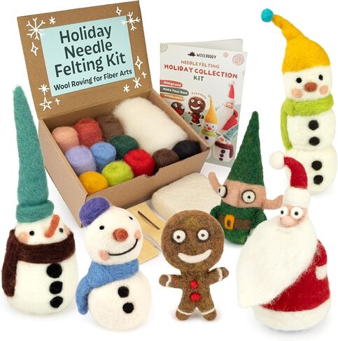 مجموعة Woolbuddy Eeedle Counting Kit - Elf Christmas ، مجموعة التذبذب الكاملة للمبتدئين والبالغين ، تشمل لوازم التلبيس الإبرة ، حصيرة الصلصة ، الصوف المملح ، والإبر الصلصة لصياغة المرح in Kuwait