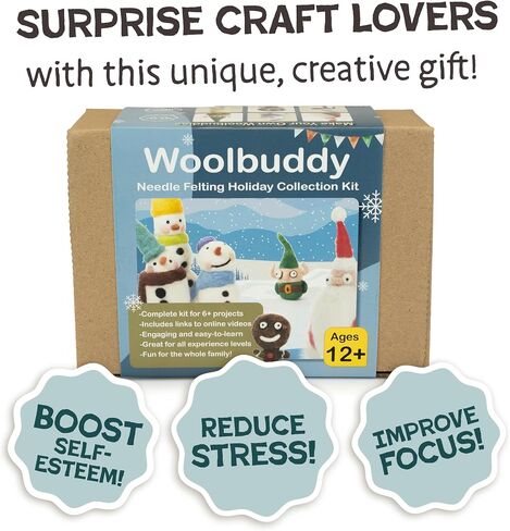 مجموعة Woolbuddy Eeedle Counting Kit - Elf Christmas ، مجموعة التذبذب الكاملة للمبتدئين والبالغين ، تشمل لوازم التلبيس الإبرة ، حصيرة الصلصة ، الصوف المملح ، والإبر الصلصة لصياغة المرح in Kuwait