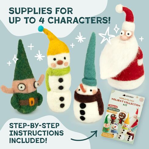 مجموعة Woolbuddy Eeedle Counting Kit - Elf Christmas ، مجموعة التذبذب الكاملة للمبتدئين والبالغين ، تشمل لوازم التلبيس الإبرة ، حصيرة الصلصة ، الصوف المملح ، والإبر الصلصة لصياغة المرح in Kuwait