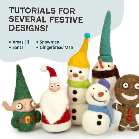 مجموعة Woolbuddy Eeedle Counting Kit - Elf Christmas ، مجموعة التذبذب الكاملة للمبتدئين والبالغين ، تشمل لوازم التلبيس الإبرة ، حصيرة الصلصة ، الصوف المملح ، والإبر الصلصة لصياغة المرح in Kuwait