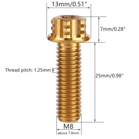 4pcs Titanium Bolt Flange Torx Head M8 M10 x 20 25mm 30mm برغي المسمار لتعديلات سيارة الدراجات النارية (قوس قزح ، M8x25mm) in Kuwait