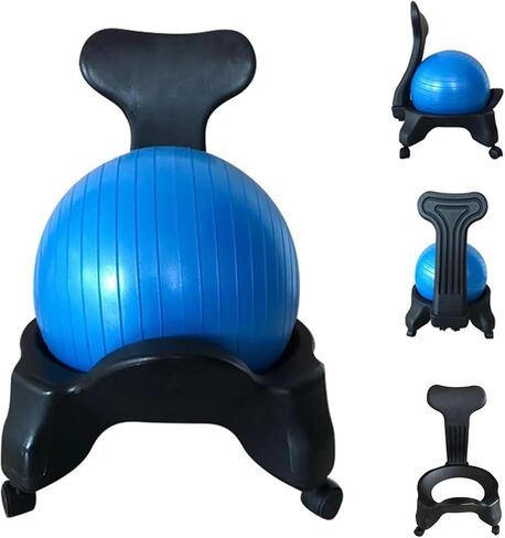 كرسي كرة اليوجا، كرة اليوجا، كرة التمرين، كرسي كرة اليوجا، كرسي كرة أزرق مع دعم خلفي، كرسي كرة تمرين للمكتب والفصول الدراسية والمنزل، كرات يوجا لتخفيف الحمل in Kuwait