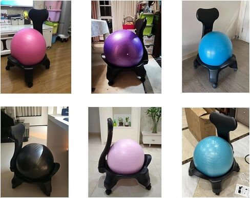 كرسي كرة اليوجا، كرة اليوجا، كرة التمرين، كرسي كرة اليوجا، كرسي كرة أزرق مع دعم خلفي، كرسي كرة تمرين للمكتب والفصول الدراسية والمنزل، كرات يوجا لتخفيف الحمل in Kuwait