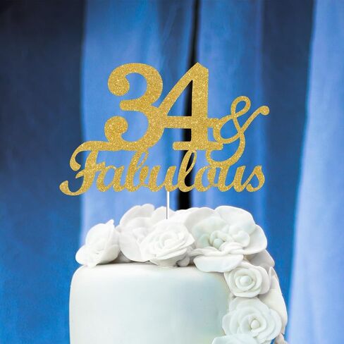 66 & Fabulous Cake Toppers Gold Glitter ، Happy 66 Birthday Cake Topper Heaits to 66 Year in Kuwait