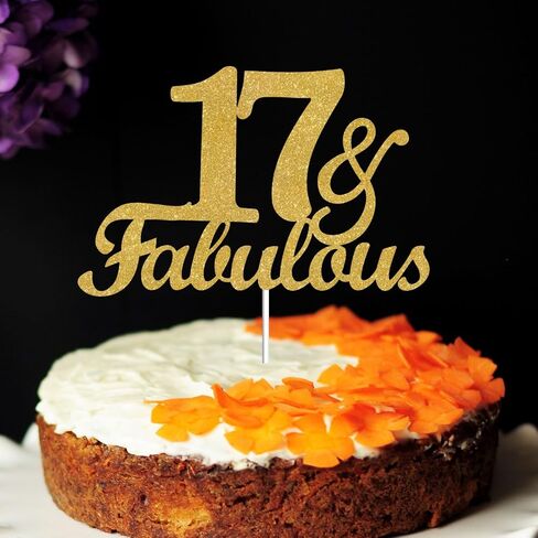66 & Fabulous Cake Toppers Gold Glitter ، Happy 66 Birthday Cake Topper Heaits to 66 Year in Kuwait