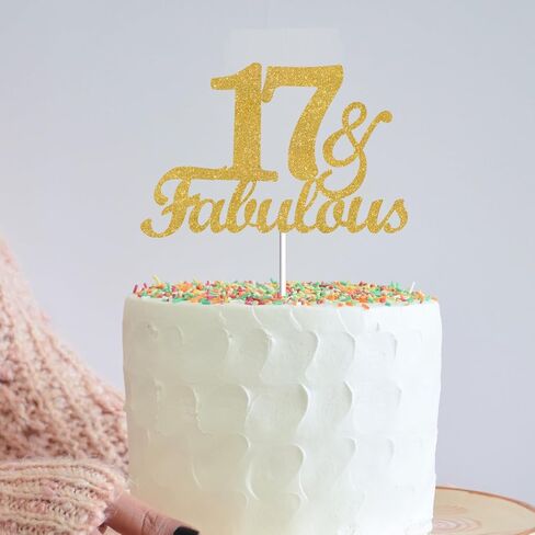 66 & Fabulous Cake Toppers Gold Glitter ، Happy 66 Birthday Cake Topper Heaits to 66 Year in Kuwait