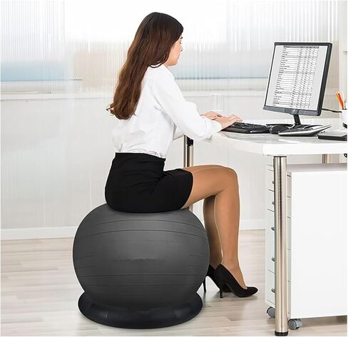 Yoga Ball Chair,Yoga Ball，Exercise Ball, Balance Ball Chair with Adjustable Band & Stability Base Home Yoga Chair for Exercise/Improving Health Pregnancy Birthing Balls Seat(Black,Diameter 55cm ( 21 5 in Kuwait