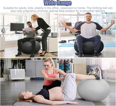 Yoga Ball Chair,Yoga Ball，Exercise Ball, Balance Ball Chair with Adjustable Band & Stability Base Home Yoga Chair for Exercise/Improving Health Pregnancy Birthing Balls Seat(Black,Diameter 55cm ( 21 5 in Kuwait