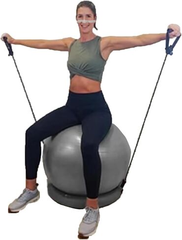 كرسي كرة اليوجا، كرة اليوجا، كرة التمرين، كرسي كرة اليوجا، كرسي كرة للتمرين، كرسي كرة لليوجا/اللياقة البدنية، كرسي كرة للثبات في المكتب والمنزل والفصول الدراسية، مقعد كرة للحمل مع مضخة تخفيف (قطر 75 سم (29 1/2 in Kuwait