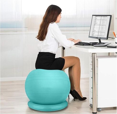 Yoga Ball Chair,Yoga Ball，Exercise Ball, Yoga Ball Chair Birthing Ball Chair for Pregnancy Yoga Ball Seat for Back Pain Relief Exercise Ball Chair with Base Balance Ball Chair(Green,Diameter 65cm ( 25 in Kuwait